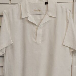 Men's Tasso Elba 100% linen pull over shirt White size L